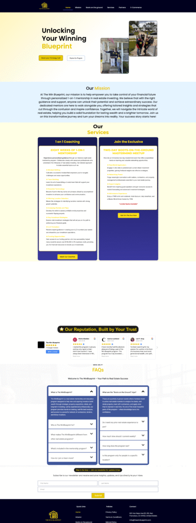 The Win Blueprint — Coaching / Services Website