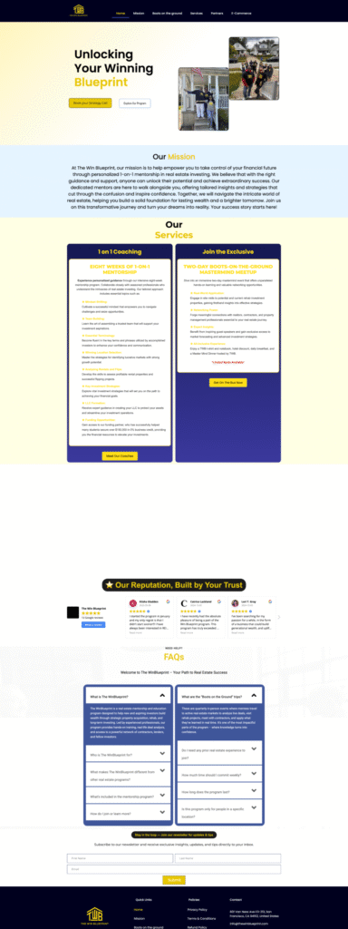 The Win Blueprint — Coaching / Services Website